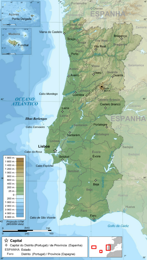 포르투갈의 행정구역 및 지형도 web